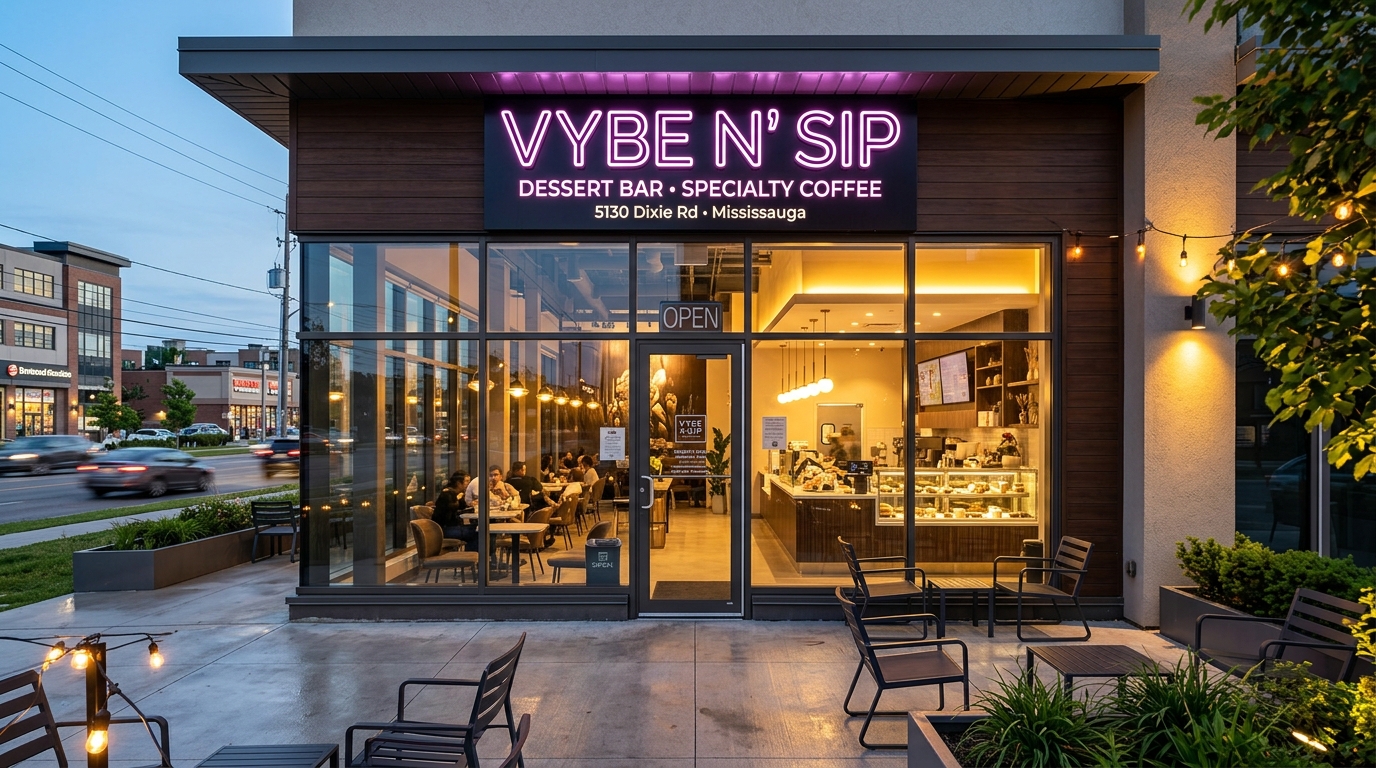 Vybe n' Sip Storefront at 5130 Dixie Rd Mississauga