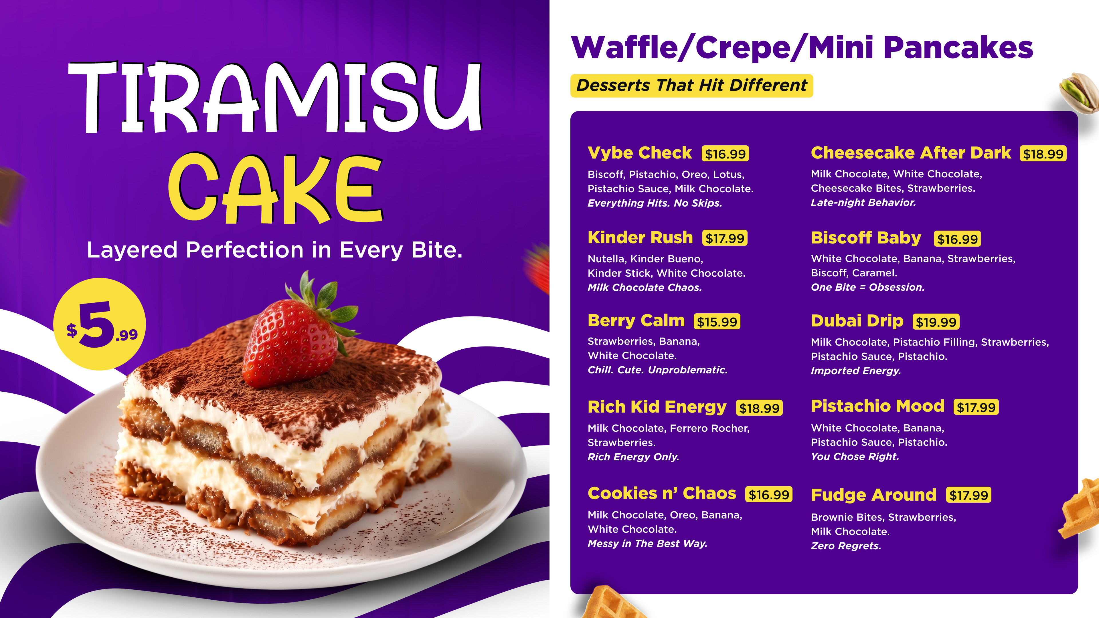 Banana Pudding & Kunafa Era Menu Screen