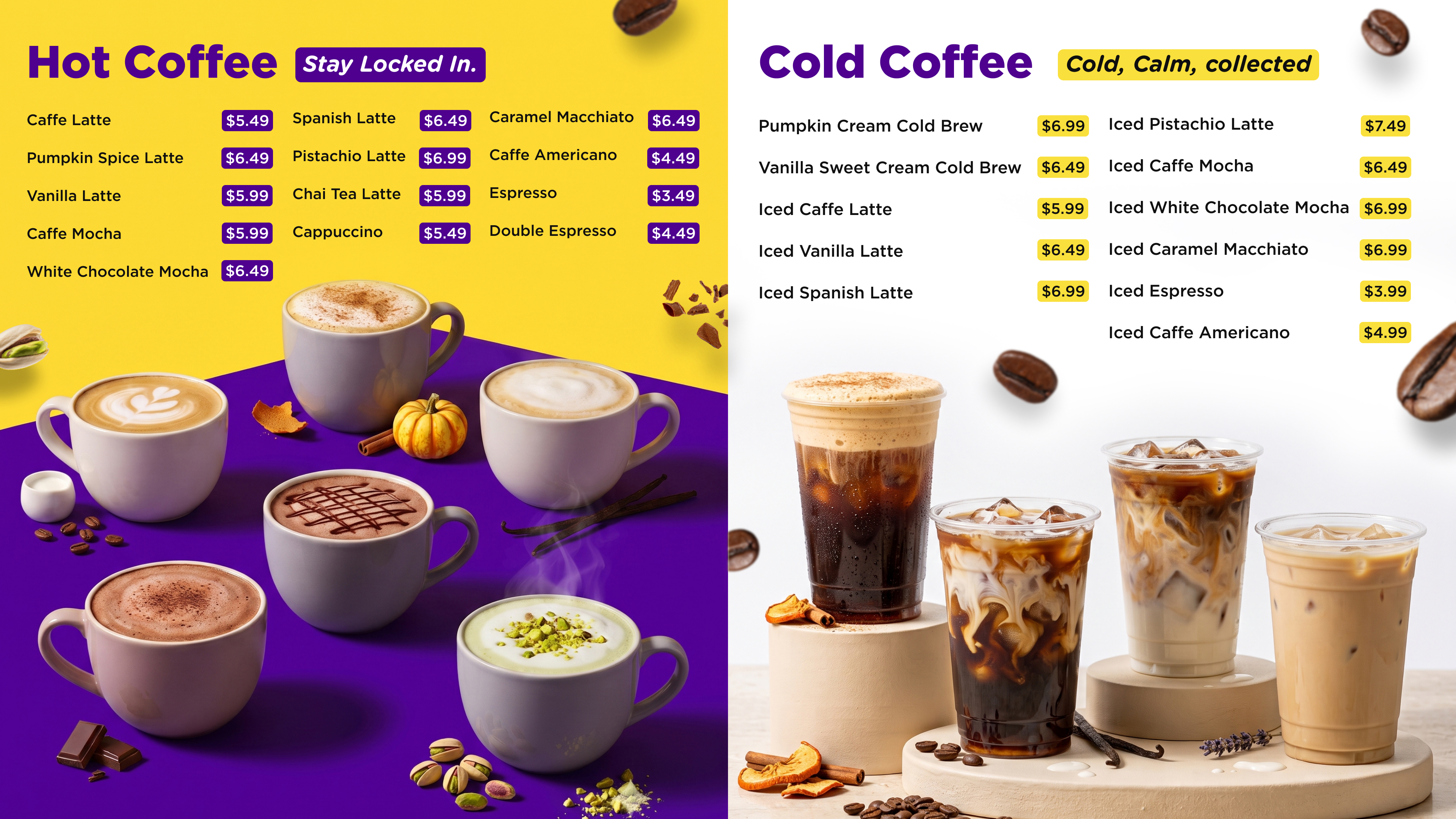 Hot & Cold Specialty Coffee Menu Screen
